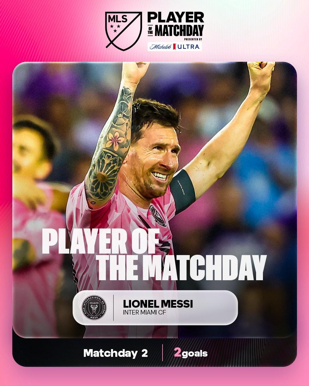 世界杯官方平台-梅西第13次获得美职联周最佳球员，距多诺万的纪录还差6次